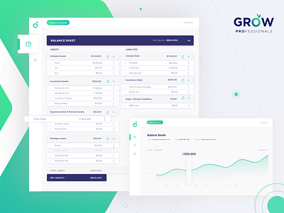 GROW Professionals Client's Profile adviser dashboard design fin tech finacial adviser finance ui uiux ux visual design