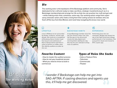 Working Actor Persona acting actors design persona product ui ux