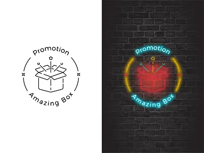 Amazing Box amazing box icon line neon star vector