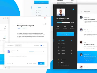 .Crymo -mail app Interface design application application page desktop mail conversation dashboad dashboard ui email email app email interface inbox cards designer message messenger profile minimalist ux uiux