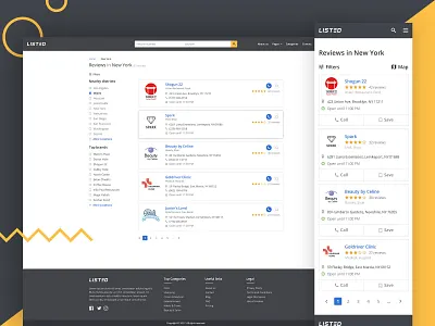 Listed - Search page (list view) design desktop listed listing listing directory mobile search page ui ui ux web design