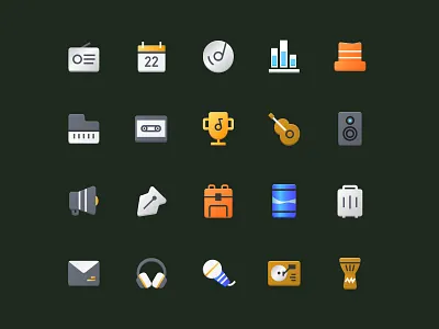 Travel music icon color matching icon micro texture realistic ui