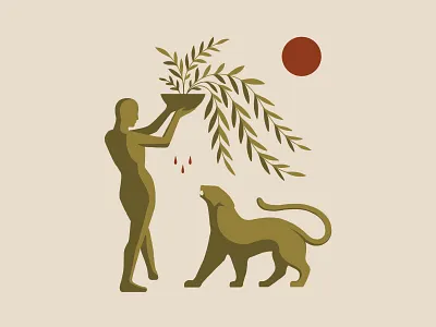 Blood Moon art deco blood moon bowl cougarr figure floral minimal moon plant