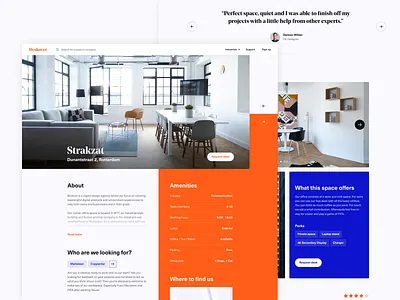 Deskover Detail blue design hero office orange state stats tags ui web work