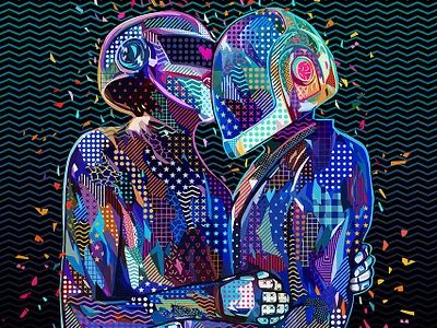 Pop Daft abstract abstract colors alessandro pautasso art colors daft punk daftpunk french illustration kaneda kaneda99 music music art music artwork pattern photoshop pop art popart portrait texture