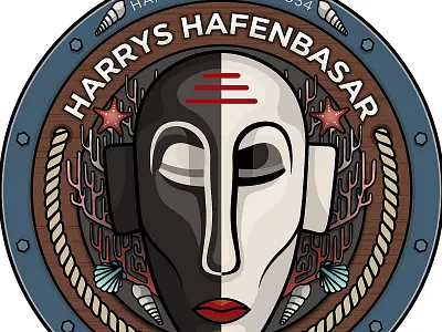 Hafenbasar Sticker - Maritim bones curiosities illustration maritim mask museum nautical oddities sticker