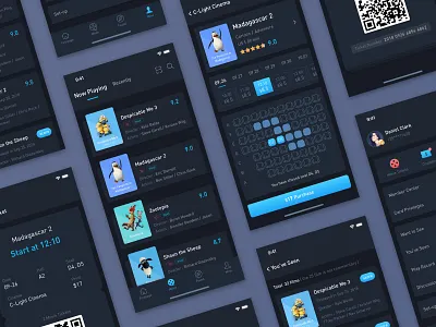 Movie Ticket app flat movie ticket ui