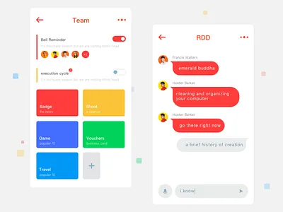 Translate App add app card chat clean design folder on off profile project team translate ui
