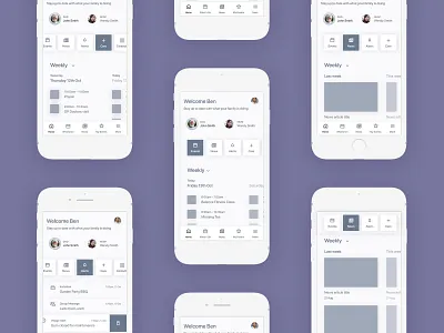 Mobile home page wireframes agenda alerts app buttons calendar clean events home mobile news tabs ui ux whats on wireframes