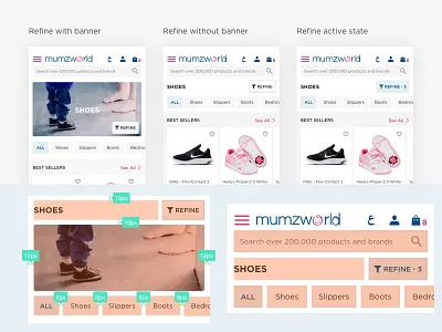 Design the REFINE Button baby filter refine shopping sort ui ux design
