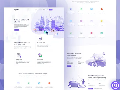 GoHub || Landing Page clean creative download flat free free template freebie freebie psd freebies illustrator inspiration landing page minimal psd psd landing page psd template slider software house template
