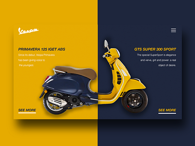 Vespa Product Landing Page Design. adobe adobe xd branding design graphic design interface ui ui design ux web web design website xd