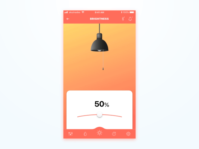 Smart Lamp animation app bar brightness gif interaction ios iphone lamp mobile principle sketch slider smart tab ui ux