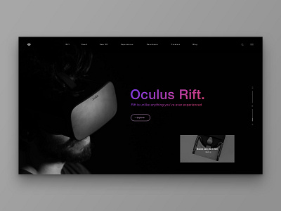 Layout 2.9 | Oculus Rift Landing black blue dark design gaming gradient landing minimal oculus oculus rift photoshop purple red ui unsplash ux vr website
