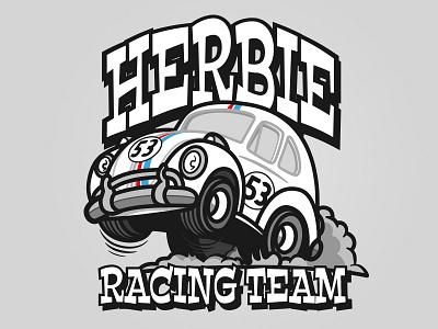 Herbie - Big Daddy Roth Style 1960s 60s automobile beetles big daddy roth bug car cartoon cartoon illustration design disney herbie illustration love bug movie racing racing team retro vw white