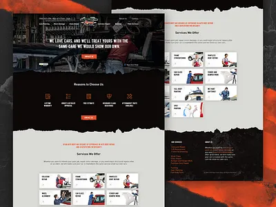 Ryan Auto Body auto boxes car dark design footer grunge heritage homepage landing page mechanic menu orange logo paint typography ui ux webdesign website