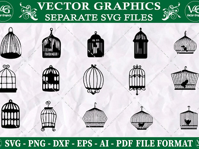 Birds cage svg, Bird in Cage Bundle by Vector Graphics on Dribbble