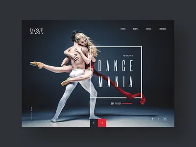 Dance Academy website landing page design concept branding clean dance dance studio dark background design flat landing page logo user experience visual design web