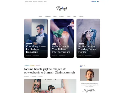 Reino Frontpage blog blog header blogpost frontpage homepage magazine minimal owl carousel post sidebar slider sociables widget