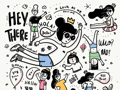 Cover for Fiverr's blog black and white character design character illustration children illustration comic design digital art doodles drawing freelance funny girls illustration ipad pro lettering mood sketch typography women work in progress