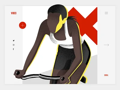 Vibes bike cards design hero hero area illiustration lady typography ui ux vibes vintage