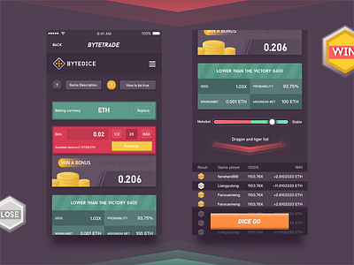Gambling page button gambling go green list lose red ui win 插图 数