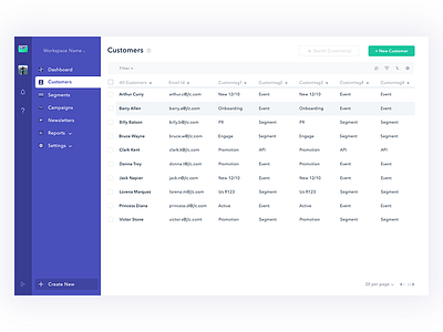 Customers List View - Campaign App - Customer.io - Redesign listview webapp
