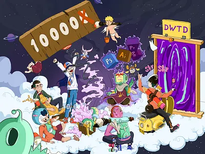 10000 fans illustration boy fans girl illustration