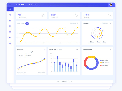 Dashboard Template for Appsrow appsrow clean colors palette dashboard design dashboard template dashborad dribbble graphs material ui minimalism sells statistics ui