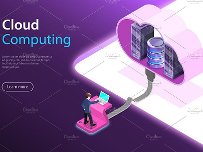 Сloud computing technology app application application design background banner business cloud computing concept creative design development illustration isometric landing page mobile smartphone technology web app website