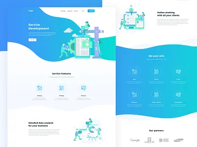 Landing — FREE PSD blue clean developement flat free free download free psd landing page minimal one page psd download psd template service tempalte web design