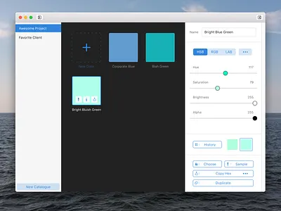 Work in Progress: Color Catalogue app color library design mac mac app ui