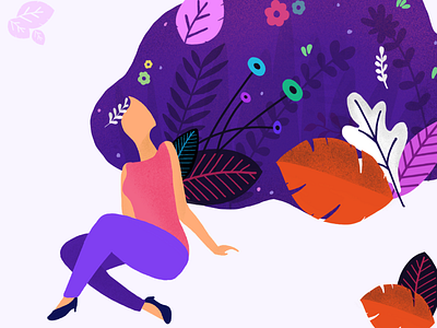 Day 01 - Imagination of a happier world - illustration abstract brush color design flora flowers girl gradient grain illustration nature