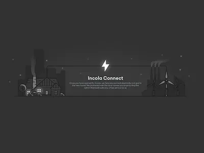 Incola Connects electricity electricity tower factory house illustration incola night outline plant power smoke tree turbine wind wind turbine