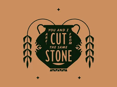 Cut from the same Stone custom type distressed flowerpot illustration monoweight illustration stone typography vase