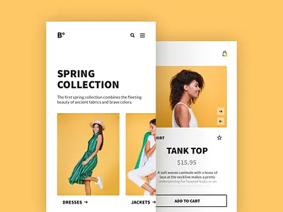 Ecommerce clothing mobile oragne product shop simple store style