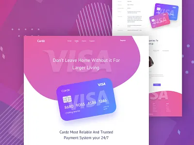 Cardz Landing Page admin panel card landing page design chilling mantis dashboard financial landing page design gradient colorful design mobile apps design ui uiux ux visa card master card design web application web design web design landing page