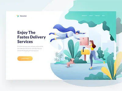 Delivery Service header illustration landingpage ui vector web website