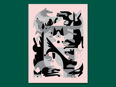 Kerfluffle dogs geometric illustration poster posters for parks
