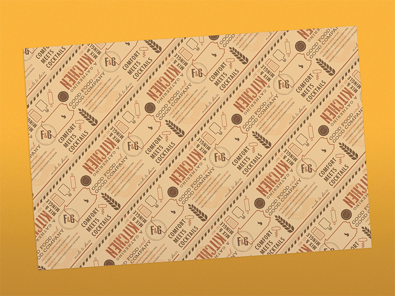 Fire & Grain Brand Pattern brand brand pattern branding design dining food food and beverage mockup parchment parchment paper pattern restaurant restaurant branding