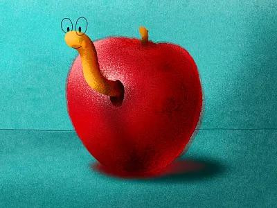 Wormy Apple 🐛🍎 apple design grain illustration photoshop red worm