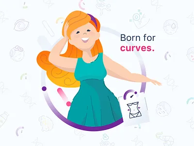 Genomelink Promo Image biology curves dna fem feminist genome illustration line icon promo research tendency