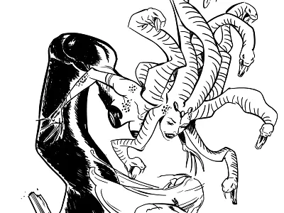 Day-1 Inktober 2018 illustration ink inktober inktober2018 medusa poisonous snake