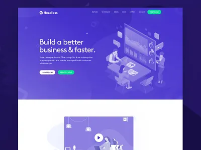 Headless || Landing Page agency branding business clean clean creative colorful design illustration landing page minimal software house startup trend typography uidesign ux vector web website website builder