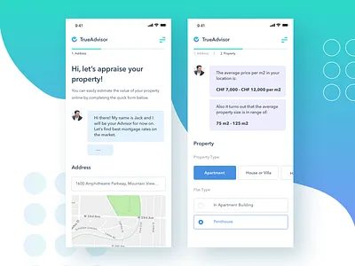 TrueAdvisor Mobile User Interface design graphic manypixels minimal mobileui ui ux