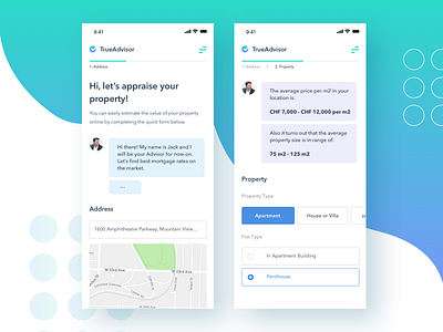TrueAdvisor Mobile User Interface design graphic manypixels minimal mobileui ui ux