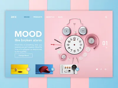 Mood alarm clock design hero banner hero section interface interface design main page main screen minimal mood product product branding product design ui ui ux ux web web design webdesign