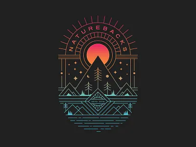 Gradient v. Nature apparel illustration minimal nature shirt stars sun vector