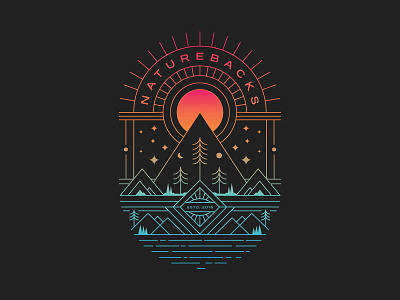 Gradient v. Nature apparel illustration minimal nature shirt stars sun vector