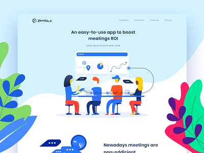 Zenyala blue illustration pink ui ux web website yellow